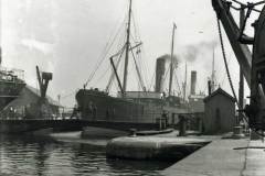 SS Equity awaiting the opening of Goole's Lowther Bridge.