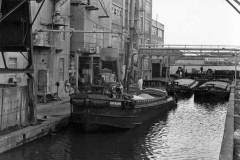 Barges in an industrial setting