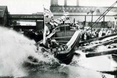 The launch of the 'West Country' size keel Ethel.