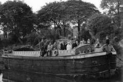 Moored barge