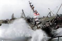 Launching the diesel tug West Riding.