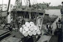 Barrels of butter and bacon discharged in Goole Docks.