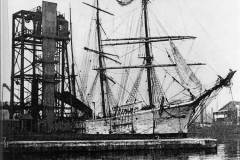 A sailing vessel at the Railway Hoist, Goole docks