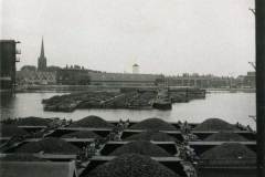 Laden compartment boats  stored in Goole Docks.