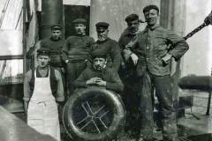 The crew of a steam vessel in Goole Docks.