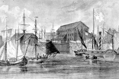 A 1831 image of Goole Docks from the River Ouse.