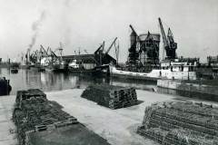 The motor vessels Whitby Abbey and Bishorst in Goole's West Dock.