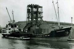 MV Warwickbrook being loaded with coke at Goole's Railway Hoist.