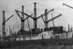 Sir Malcolm Campbell's yacht, Blue Bird, under construction in Goole.