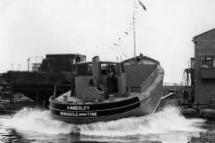 The launch of the motor barge Kimberley at Goole.