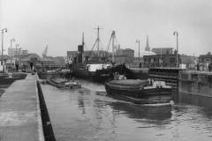 Four motor barges and SS Perelle in Goole's Ocean Lock.