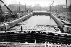 Construction of Goole's Ocean Lock at an advanced stage.