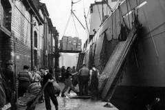 Unloading bacon at Goole Docks.