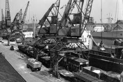 Discharging a bulk cargo at Goole Docks.