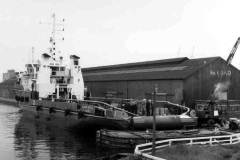 The newly built Offshore Supply Vessel Durham Service moored in Goole Docks.